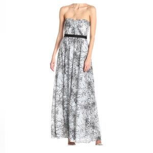 BCBGMaxAzria Black and White Strapless Gown